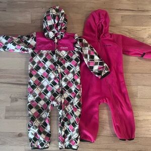 Columbia Kids' Pink and Black Geometric Two Piece Rain and Snow Set. 24 Months.
